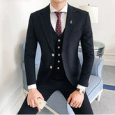 Men Suits For Wedding Business Casual Party Suit For Men Slim Fit Notched Lapel 3 Piece(Blazer + Vest + Pants)Costume Homme Black